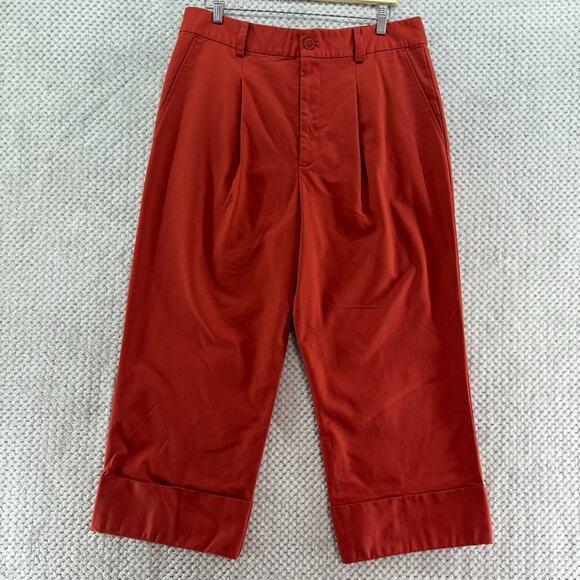 Lauren Ralph Lauren Pants Womens 16 Orange Spice High Rise Wide Leg Pleated - Picture 1 of 15